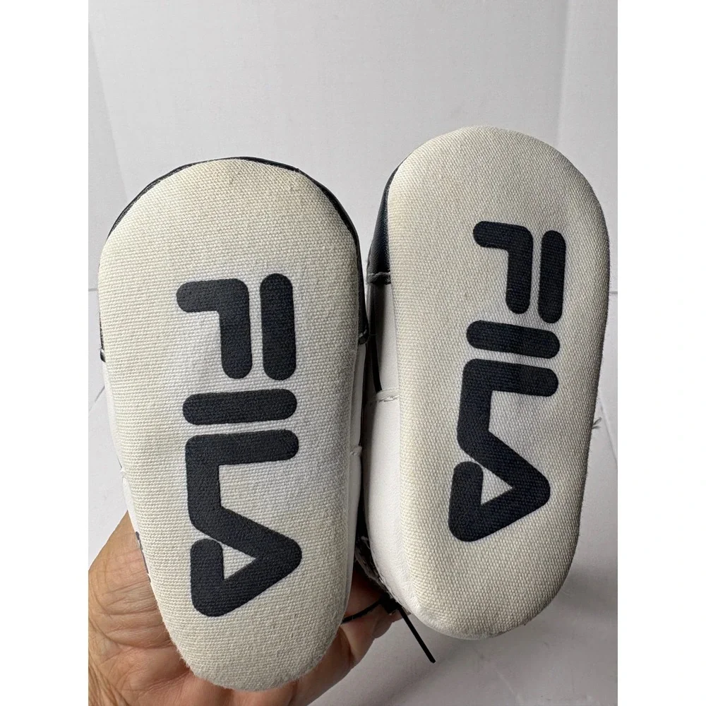 Fila Baby Sneakers White Navy‎ Blue High Top Crib Shoes 6-9 Months 5208